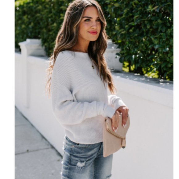 JULIA Off Shoulder Thermal Knit Sweater - Picture 7 of 8